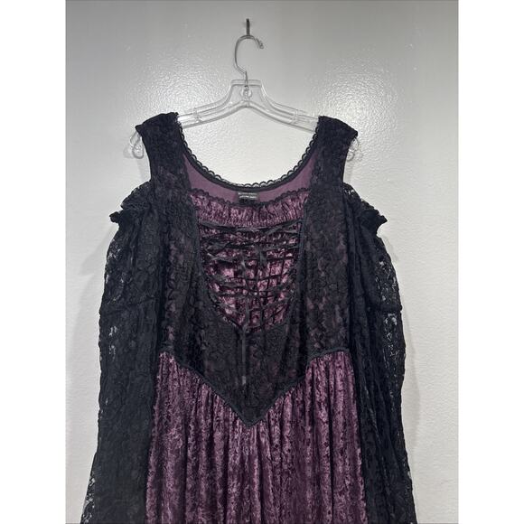 Legends By Jojo Bejano Whimsigoth Gothic Princess Gown Purple Black Velvet 1X - Picture 2 of 11